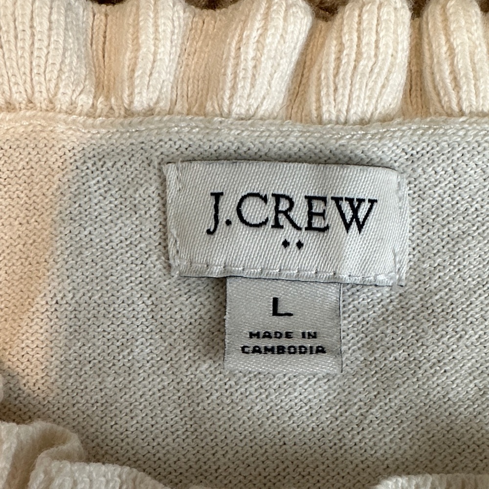 J. Crew Women’s Navy and White Striped Long Sleeve Tee - Picture 2 of 2